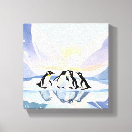 Pinguine Winter Watercolor | Schnee und Eis Niedli Leinwanddruck
