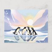Pinguine Winter Watercolor | Schnee und Eis Niedli Postkarte (Vorderseite)