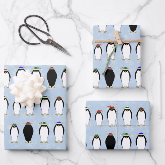 Pinguine Winter Wrapping Paper Geschenkpapier Set (Vorderseite)