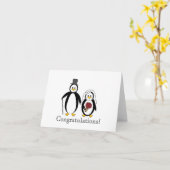 Pinguine zum Hochzeitstag Karte (Gelbe Blume)