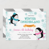 Pinguineis Skate Geburtstagseinladung Feiertagskarte (Vorne/Hinten)