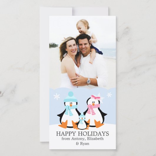 Pinguinfamilie Feiertagskarte (Vorderseite)