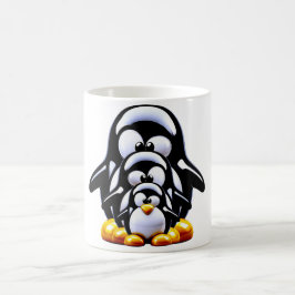 Pinguinfamilie gestapelt kaffeetasse