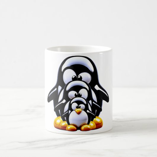 Pinguinfamilie gestapelt kaffeetasse (Mittel)