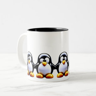 Pinguinfamilie Händchen haltend Zweifarbige Tasse