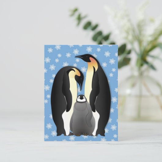 Pinguinfamilie Postkarte (Stehend Vorderseite)