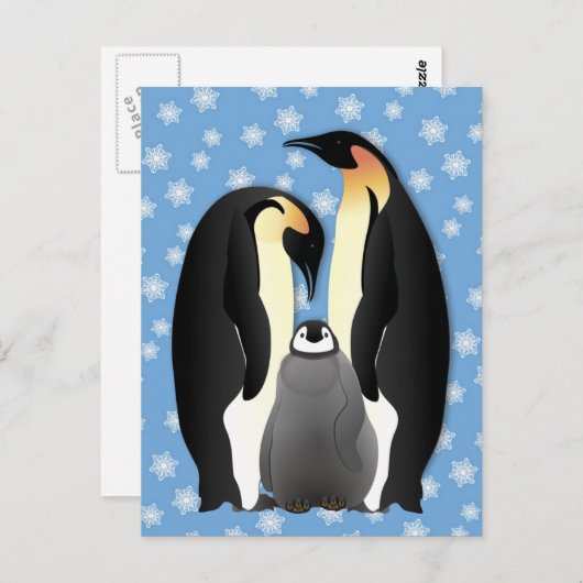 Pinguinfamilie Postkarte (Vorne/Hinten)