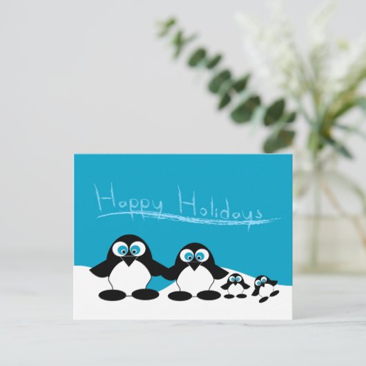 Pinguinfamilie Postkarte (Stehend Vorderseite)