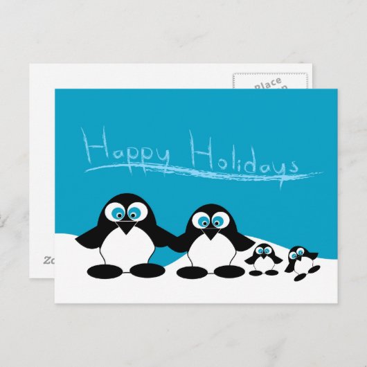 Pinguinfamilie Postkarte (Vorne/Hinten)