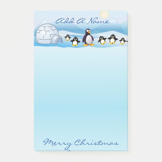 Pinguinfamilie und Iglu Post-it Klebezettel (Vorderseite)