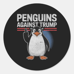 Pinguinflossen rauf Anti Trump Widerstand Pinguine Runder Aufkleber