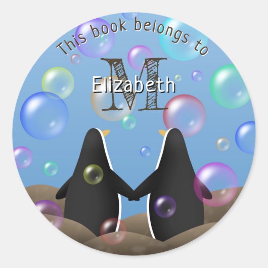 Pinguinfreunde und Blasen buchen Runder Aufkleber (Vorderseite)