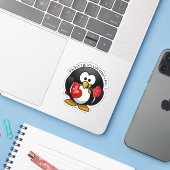 Pinguingeschenke zum Valentinstag Aufkleber (Laptop mit iPhone)