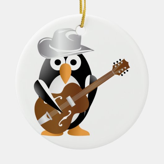 Pinguingitarrist Keramikornament (Vorne)