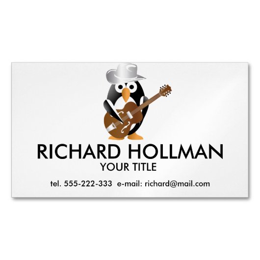 Pinguingitarrist Magnetische Visitenkarte (Vorderseite)