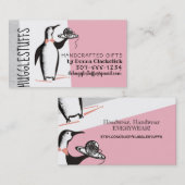 Pinguinkellner-Häkelarbeithaken-Garn-Visitenkarte Visitenkarte (Vorne/Hinten)