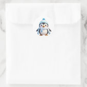 Pinguinkleber mit Schal und Schnee Runder Aufkleber (Tasche)
