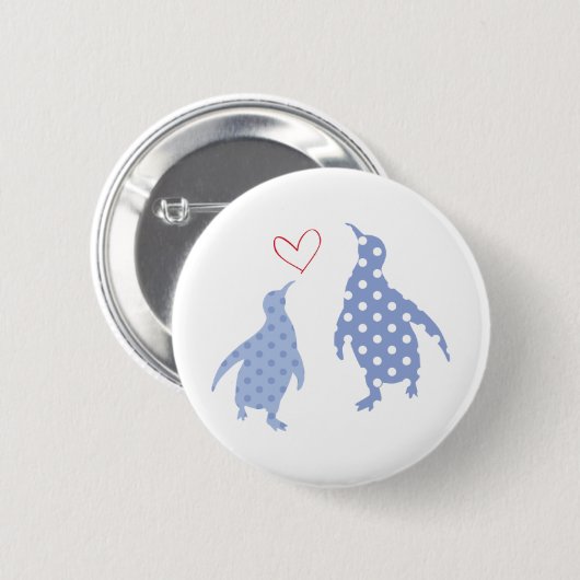 Pinguinknopfblau Button (Vorne & Hinten)