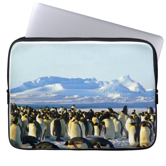 Pinguinkolonie auf Eis Laptopschutzhülle (Vorderseite)