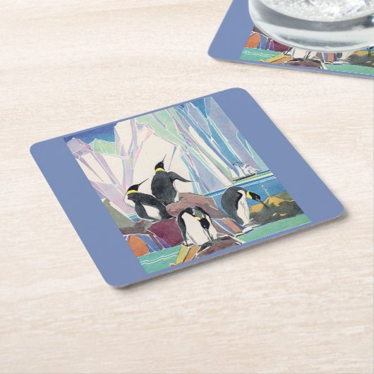 Pinguinland Rechteckiger Pappuntersetzer (angewinkelt)