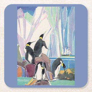 Pinguinland Rechteckiger Pappuntersetzer