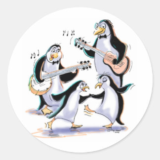 Pinguinmusiker Runder Aufkleber