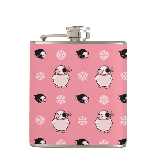 Pinguinmuster Flachmann (Vorderseite)