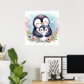 Pinguinmutter und Baby Poster (Heimbüro)