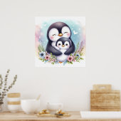 Pinguinmutter und Baby Poster (Küche)