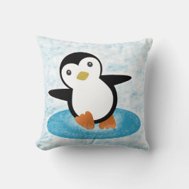 Pingüino patinando en la nieve kissen