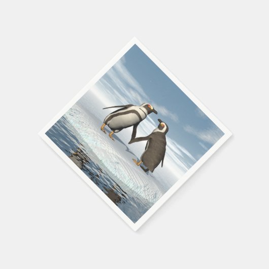 Pinguinpaar Serviette (Ecke)