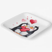 Pinguinpaare mit roten Herzen Pappteller (Gewinkelt)