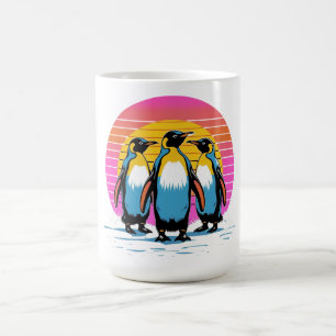 Pinguinparade – Retro-Sonnenuntergang Pinguinfamil Kaffeetasse