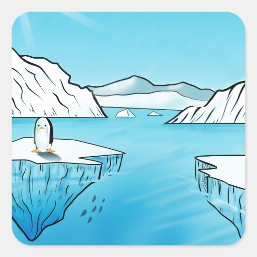 Pinguinprodukte Quadratischer Aufkleber (Vorderseite)