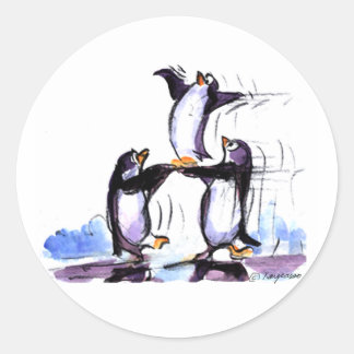 Pinguinprymid Runder Aufkleber