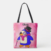 Pinguinrosa niedlicher Cartoon Tasche (Rückseite)