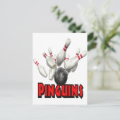 Pinguins Bowling Postkarte (Stehend Vorderseite)