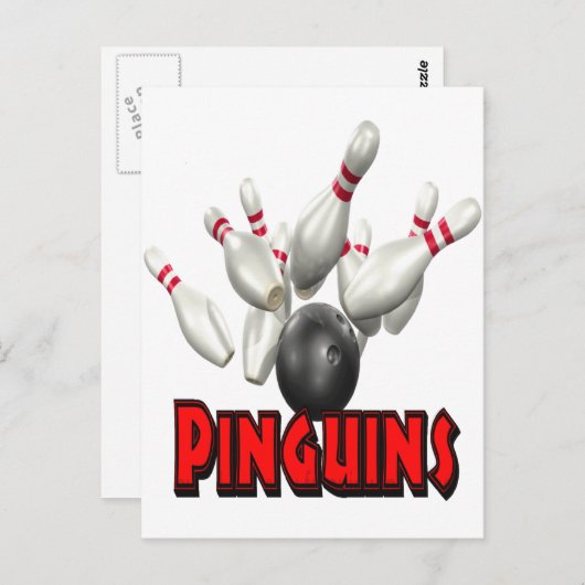 Pinguins Bowling Postkarte (Vorne/Hinten)