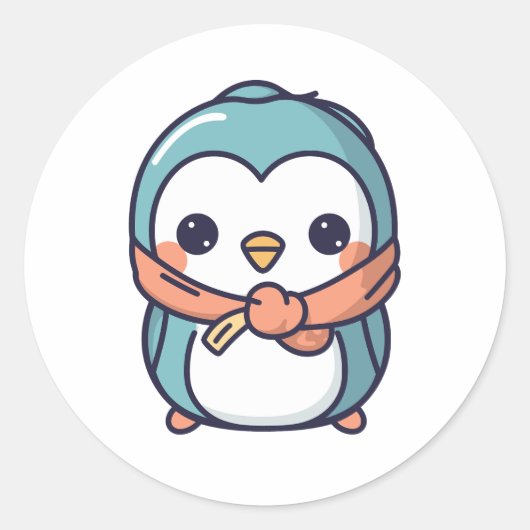 Pinguin's Delight Kawaii-Style Grafik Runder Aufkleber (Vorderseite)