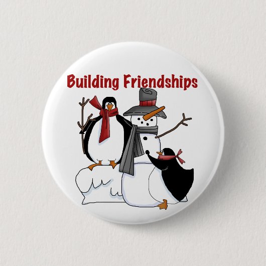 Pinguins Gebäude Freundschaftskleidung - Geschenke Button (Vorderseite)