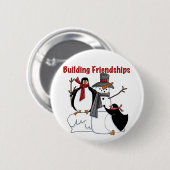 Pinguins Gebäude Freundschaftskleidung - Geschenke Button (Vorne & Hinten)