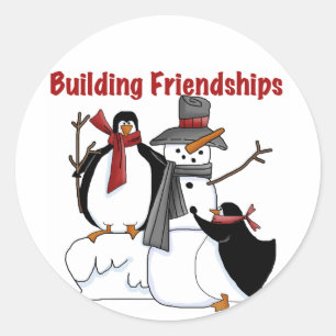 Pinguins Gebäude Freundschaftskleidung - Geschenke Runder Aufkleber