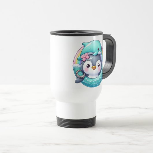 Pinguin's Ocean Adventure Reisebecher (VorderseiteRechts)