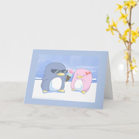 Pinguin's sind niedlich! karte (Gelbe Blume)