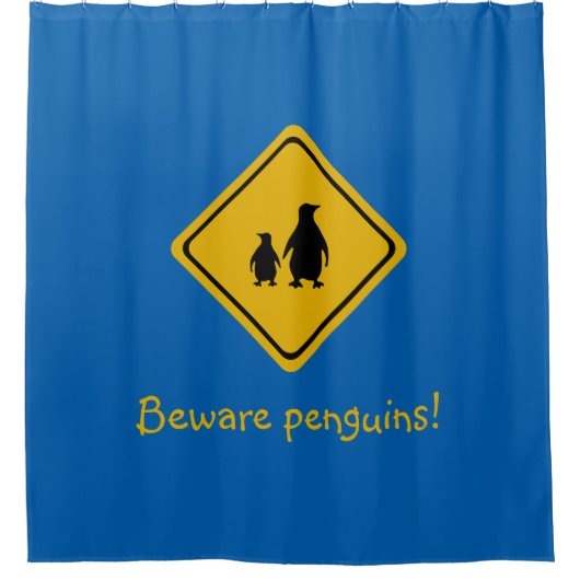 Pinguinstraßenschild - Duschvorhang (Vorderseite)