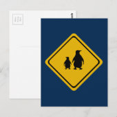 Pinguinstraßenschild Postkarte (Vorne/Hinten)