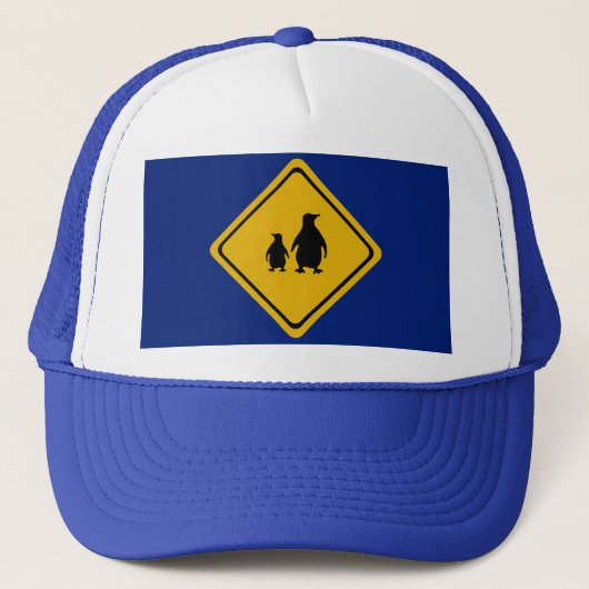 Pinguinstraßenschild Truckerkappe (Vorderseite)