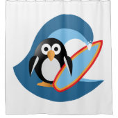 Pinguinsurfer Duschvorhang (Vorderseite)