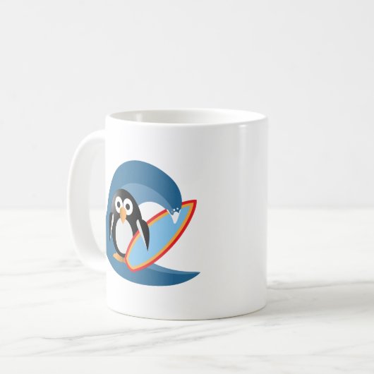 Pinguinsurfer Kaffeetasse (Vorderseite Links)