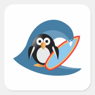 Pinguinsurfer Quadratischer Aufkleber